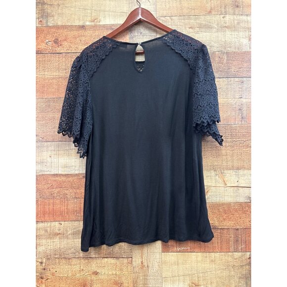 Loft Lace Sleeve Black Top XL - Picture 5 of 6